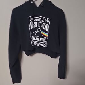 Black Pink Floyd Cropped Hoodie